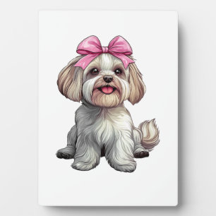 Coquette Strik Havanese Hond Moeder Meisje Roze Fotoplaat