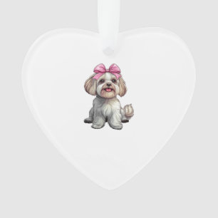 Coquette Strik Havanese Hond Moeder Meisje Roze Ornament