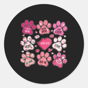 Coquette Strik hond Pootafdruk Hart Valentijnsdag  Ronde Sticker