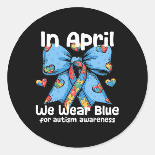 Coquette Strik in april dragen we blauw voor Autis Ronde Sticker