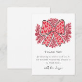 Coquette Strik Letter Bruiloft Feest Bedankkaart (Voorkant / Achterkant)