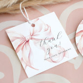 Coquette Strik lint Roze Baby Shower Bedankjes Labels