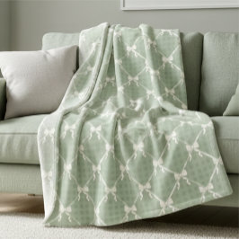 Coquette Strik linten Crème Salie Groen  Fleece Deken