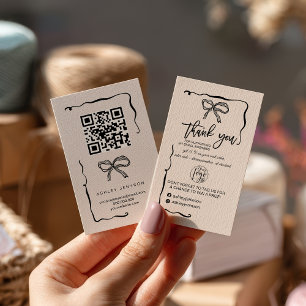 Coquette Strik Logo QR Bedankt Bestelling Klein Visitekaartje