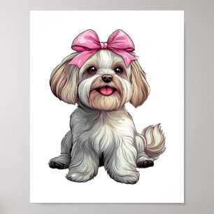 Coquette Strik Mastiff Hond Moeder Meisje Roze Poster