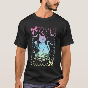 Coquette Strik Mooie Zwarte Kat Boeken Spreuken Pa T-shirt