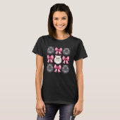 Coquette Strik Pers Kat Moeder Cute Roze Moederdag T-shirt (Voorkant volledig)