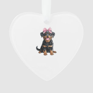 Coquette Strik Rottweiler Hond Moeder Meisje Roze Ornament