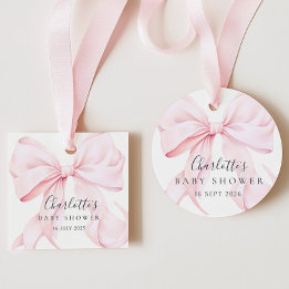 Coquette Strik Roze Baby Shower Bedankjes Labels