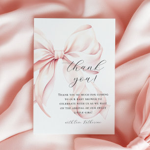 Coquette Strik Roze Baby Shower Bedankkaart