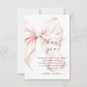 Coquette Strik Roze Baby Shower Bedankkaart (Voorkant)