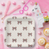 Coquette Strik Roze Verjaardagsfeestje Papieren Bordje (Feest)