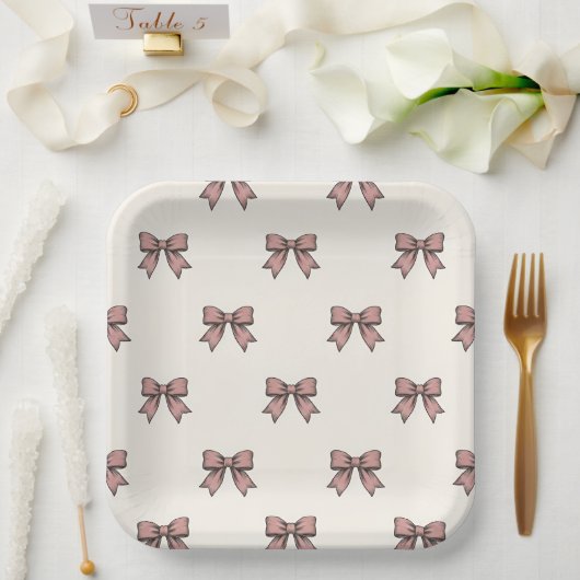 Coquette Strik Roze Verjaardagsfeestje Papieren Bordje (Huwelijk)