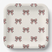 Coquette Strik Roze Verjaardagsfeestje Papieren Bordje (Voorkant)
