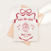 Coquette Strik Save the Date Kaart Rood Lint