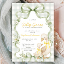 Coquette Strik Silly Goose Sage Gingham Baby Showe