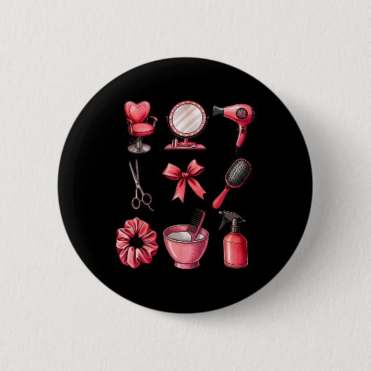 Coquette Strik Valentine Haarstylist Kapper Co Ronde Button 5,7 Cm (Voorkant)