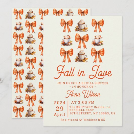 Coquette strik vert in de liefde Koffie Oranje Bew Kaart (Voorkant / Achterkant)