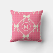 Coquette Strikers Gingham Monogram Crème Roze Kussen (Achterkant)