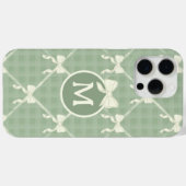 Coquette Strikers Gingham Monogram Crème Salie Gr Case-Mate iPhone Case (Achterkant (horizontaal))