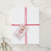 Coquette Strikje Aardbei 1e Verjaardagsfeestje Cadeaulabel (Met Touw)