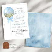 Coquette Strikje Blauwe Ballon Baby Shower Kaart