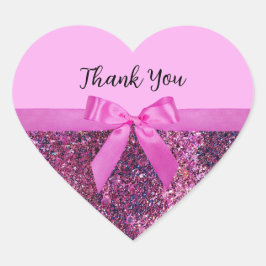 Coquette Strikje & Roze Paarse Glitter Naam Schrif Hart Sticker
