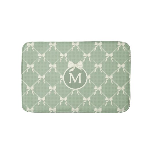Coquette Strikjes Gingham Monogram Crème Salie Gro Badmat (Voorkant)