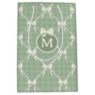 Coquette Strikjes Gingham Monogram Crème Salie Gro Medium Cadeauzakje