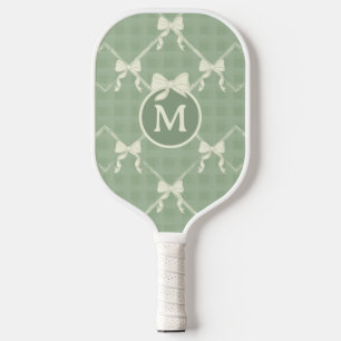 Coquette Strikjes Gingham Monogram Crème Salie Gro Pickleball Paddle