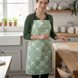 Coquette Strikjes Gingham Monogram Crème Salie Gro Schort