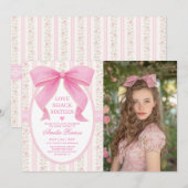 Coquette Sweet 16 Pink Bow Birthday Photo Kaart (Voorkant / Achterkant)
