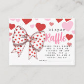Coquette Sweetheart Bow Luier Raffle baby shower Informatiekaartje (Voorkant)