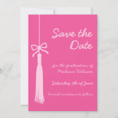 Coquette Tassel Bow Roze Klasse van 2025 Afstudere Save The Date (Voorkant)