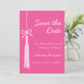 Coquette Tassel Bow Roze Klasse van 2025 Afstudere Save The Date (Staand voorkant)