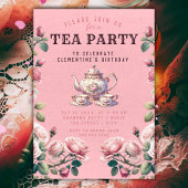 Coquette Tea Party Gevouwen Verjaardag Uitnodiging