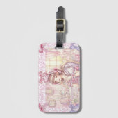 Coquette Tea Time – Pastel Ribbon Bagagelabel (Voorkant (verticaal))