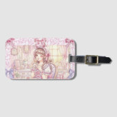 Coquette Tea Time – Pastel Ribbon Bagagelabel (Voorkant (horizontaal))