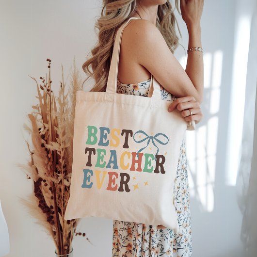 Coquette Teacher Bag, Retro Beste Leraar Ooit Gift Tote Bag