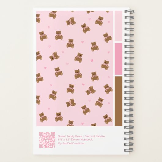 Coquette Teddy Bears Vertical Palette Notebook Notitieboek (Achterkant)
