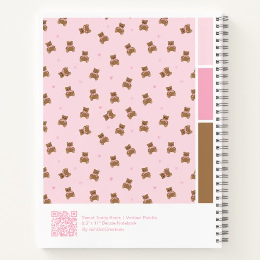 Coquette Teddy Bears Vertical Palette Notebook Notitieboek (Achterkant)