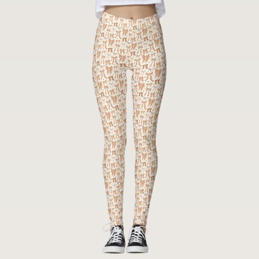 Coquette Terracotta Bogen Hand getrokken patroon Leggings (Voorkant)