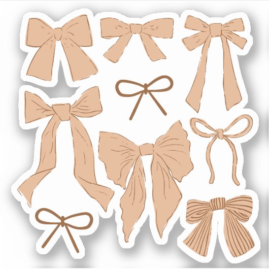 Coquette Terracotta Bows Romantisch Sticker (Voorkant)