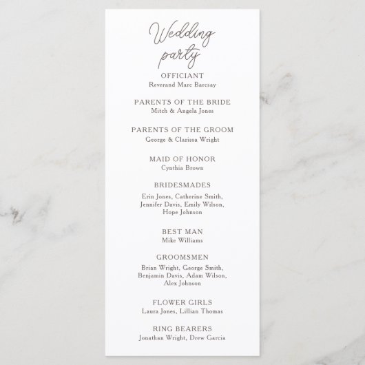 Coquette Terracotta Bows Wedding Ceremony Programm Programmakaart (Achterkant)