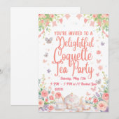 Coquette Theepartij Uitnodiging (Voorkant / Achterkant)