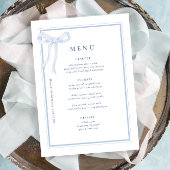 Coquette Toile Blauwe Strik Bruiloft Feest Menu