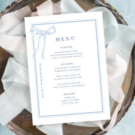 Coquette Toile Blauwe Strik Bruiloft Feest Menu
