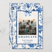 Coquette toile boog foto afstudeeraankondiging kaart (Voorkant / Achterkant)