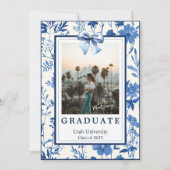 Coquette Toile Bow Foto Afstuderen Aankondiging (Voorkant)