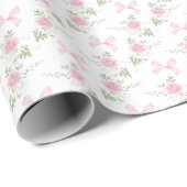 Coquette Toile De Jouy Pink Bow Wrapping Paper Cadeaupapier (Rol Hoek)